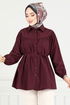 Beli Bağcıklı Gömlek 184ASN936-M Bordo - Thumbnail