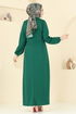 Beli Bağcıklı Krep Elbise 23001UKB139-MS Zümrüt - Thumbnail