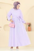 P.R.M. - Beli Bağcıklı Terikoton Elbise 4116PM271-MS Lila