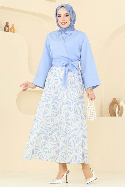 A.S.N. - Beli Bağlamalı Etekli Takım 262ASN888-MS Bebe Mavisi