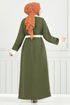 Beli Kemerli Abaya Takım 0339BGS895-M Haki - Thumbnail