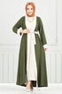 Beli Kemerli Abaya Takım 0339BGS895-M Haki - Thumbnail