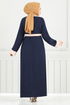 Beli Kemerli Abaya Takım 0339BGS895-M Laci - Thumbnail