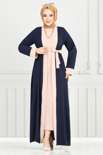 MRV B.G.S. - Beli Kemerli Abaya Takım 0339BGS895-M Laci