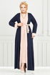 Beli Kemerli Abaya Takım 0339BGS895-M Laci - Thumbnail