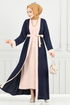 Beli Kemerli Abaya Takım 0339BGS895-M Laci - Thumbnail