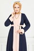Beli Kemerli Abaya Takım 0339BGS895-M Laci - Thumbnail