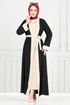 Beli Kemerli Abaya Takım 0339BGS895-M Siyah - Thumbnail