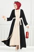 Beli Kemerli Abaya Takım 0339BGS895-M Siyah - Thumbnail