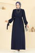 Beli Kemerli Krep Elbise 7121BGS895-M Laci - Thumbnail