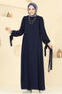 Beli Kemerli Krep Elbise 7121BGS895-M Laci - Thumbnail