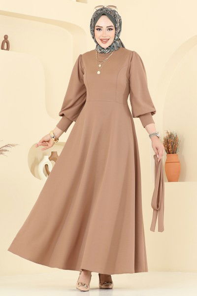 U.K.B. - Beli Kuşaklı Krep Elbise 23031UKB139-MS Vizyon