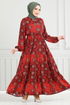 Beli Laced Up Patterned Dress 1137BGS895-M Tile - Thumbnail
