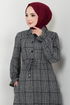 Beli Laced Up Winter Dress 8076UKB929-M Grey - Thumbnail