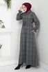 Beli Laced Up Winter Dress 8076UKB929-M Grey - Thumbnail