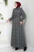 Beli Laced Up Winter Dress 8076UKB929-M Grey - Thumbnail