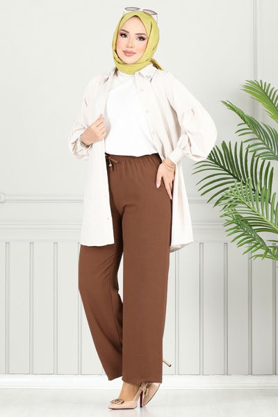 MRV P.M. - Beli Lastikli Aerobin Pantolon 4053PM1063-M Kahve