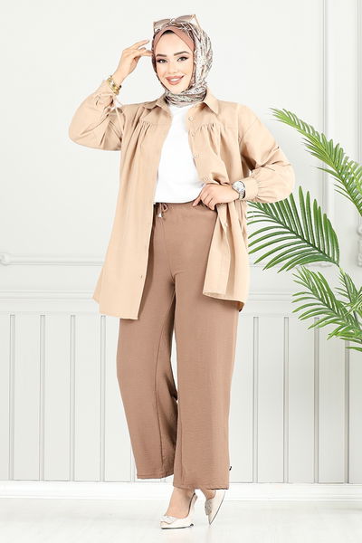MRV P.M. - Beli Lastikli Aerobin Pantolon 4053PM1063-M Latte