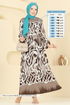 Beli Lastikli Desenli Elbise 7127BG354-MS Kahve - Thumbnail