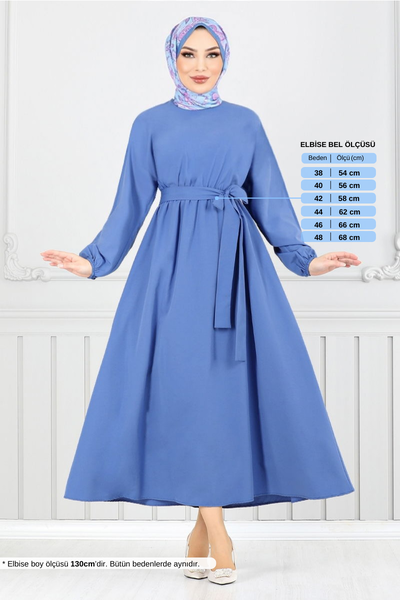 MRV M.R. - Beli Lastikli Elbise 012MR1077-M İndigo
