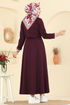 Beli Lastikli Modal Elbise 21201MPR1163-MS Bordo - Thumbnail