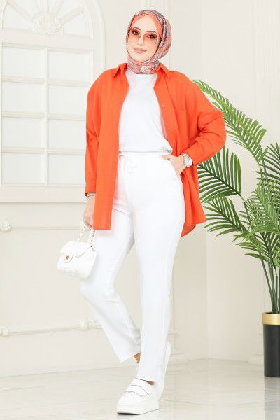 Y.G.S. - Beli Lastikli Pantolon 6626YG95-MS Ekru