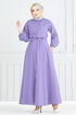 Beli Lastikli Tesettür Elbise 805OZN1046-MS Lila - Thumbnail