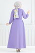 Beli Lastikli Tesettür Elbise 805OZN1046-MS Lila - Thumbnail