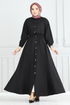 Beli Lastikli Tesettür Elbise 805OZN1046-MS Siyah - Thumbnail