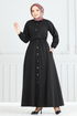 Beli Lastikli Tesettür Elbise 805OZN1046-MS Siyah - Thumbnail