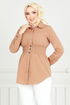 Beli Rubberized Tunic 403EVO1065-M Latte - Thumbnail