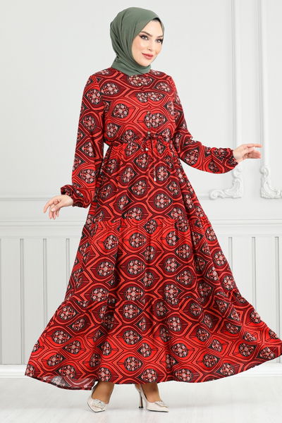 MRV B.G.S. - Beli Schnürsenkel Gemustert Kleid 1137BGS895-M Dachziegel
