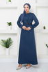 Beli Stein Gestickt Abendkleid 5027SL890-M Indigo - Thumbnail