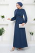 Beli Stein Gestickt Abendkleid 5027SL890-M Indigo - Thumbnail