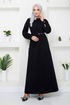 Beli Stein Gestickt Abendkleid 5027SL890-M Schwarz - Thumbnail