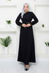 Beli Stein Gestickt Abendkleid 5027SL890-M Schwarz - Thumbnail