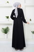 Beli Stein Gestickt Abendkleid 5027SL890-M Schwarz - Thumbnail