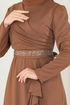 Beli Taşlı Abiye Elbise 2497ASMK1074-MS Taba - Thumbnail