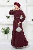 MRV S.L. - Beli The Stone Embroidered Evening dress 5027SL890-M Burgundy