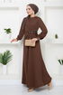 Beli The Stone Embroidered Evening dress 5027SL890-M Coffee - Thumbnail