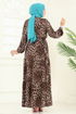 Beli Tünelli Leopar Elbise 7130BG354-MS Kahve - Thumbnail