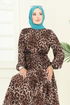 Beli Tünelli Leopar Elbise 7130BG354-MS Kahve - Thumbnail