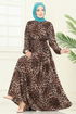 Beli Tünelli Leopar Elbise 7130BG354-MS Kahve - Thumbnail