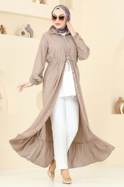 H.B.S. - Beli Tünelli Tensel Kot Elbise 309HBS856-MS Vizyon