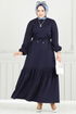 Beli Tünelli Tesettür Elbise 23011UKB139-MS Laci - Thumbnail