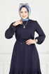 Beli Tünelli Tesettür Elbise 23011UKB139-MS Laci - Thumbnail