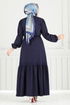 Beli Tünelli Tesettür Elbise 23011UKB139-MS Laci - Thumbnail