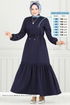 Beli Tünelli Tesettür Elbise 23011UKB139-MS Laci - Thumbnail