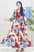 Beli Tünelli Tesettür Elbise 7124BGS895-M İndigo - Thumbnail