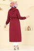 Beli Tünelli Tesettür Kap 420DVL817-MS Bordo - Thumbnail
